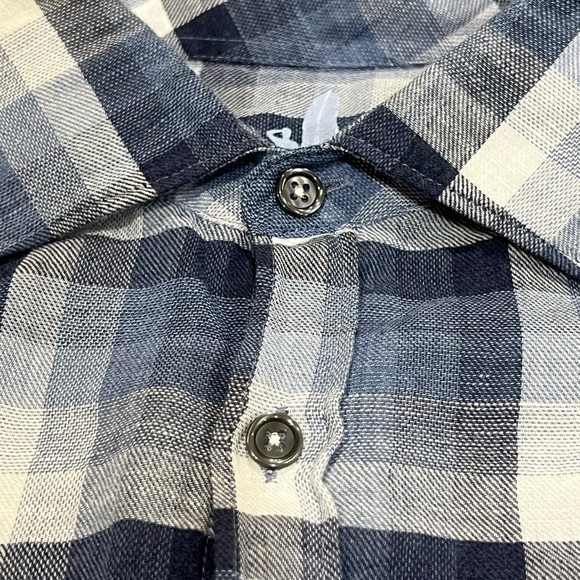 New Without Tags Medium Johnnie-O Featherweight Cotton Linen Blend Plaid Shirt - Picture 7 of 7